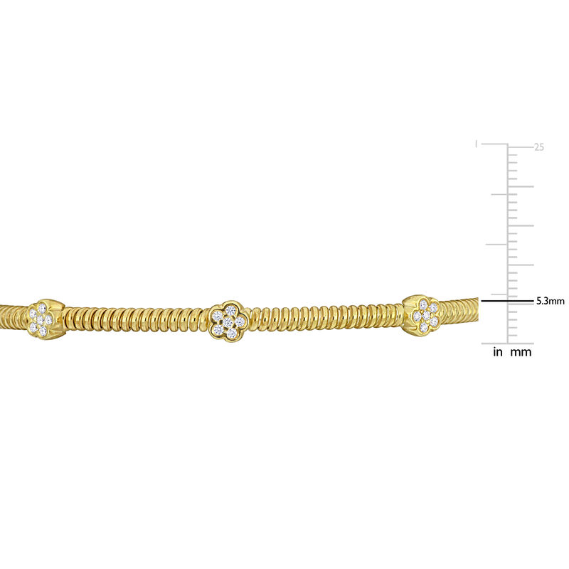 Cubic Zirconia Twist Open Bangle in Gold Plated image number null